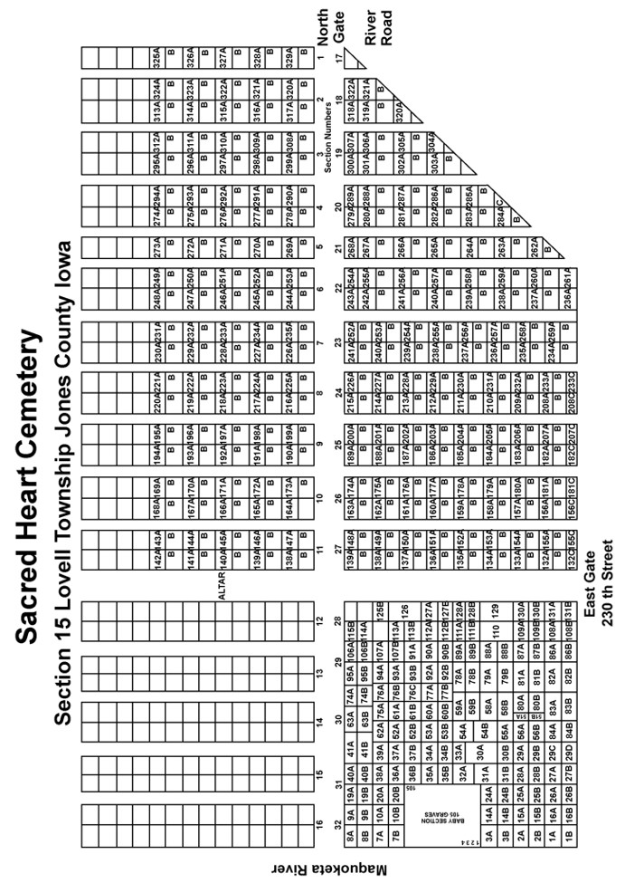 Sacred Heart Cemetery printable map